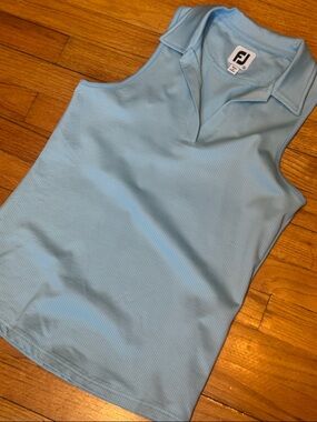 NWOT FootJoy Sky Blue Sleeveless Performance Golf Polo